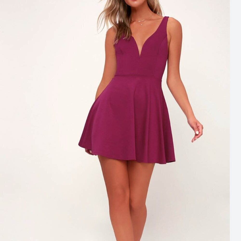 NWT Lulus Size XS Forever Crush Magenta Strappy Sleeveless Skater Dress